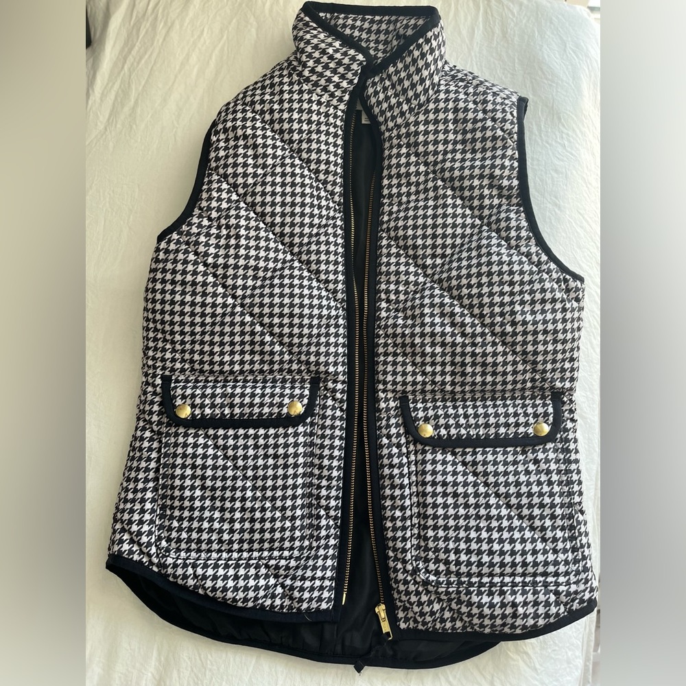 J Crew Herringbone Black & White Gold Vest Size XS - Picture 3 of 7